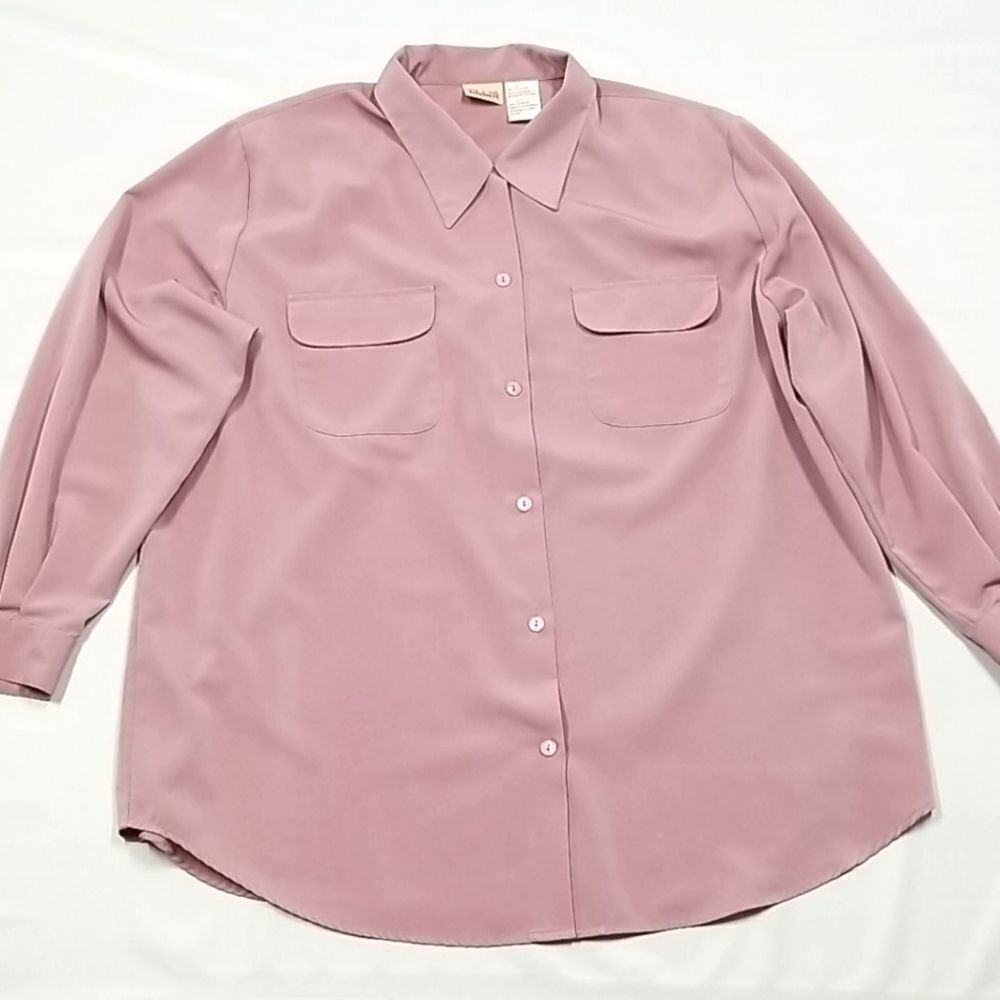 🎁5/$25 Plus Preferred Shirt Women's XXL Button Down Pockets Patted Shoulders